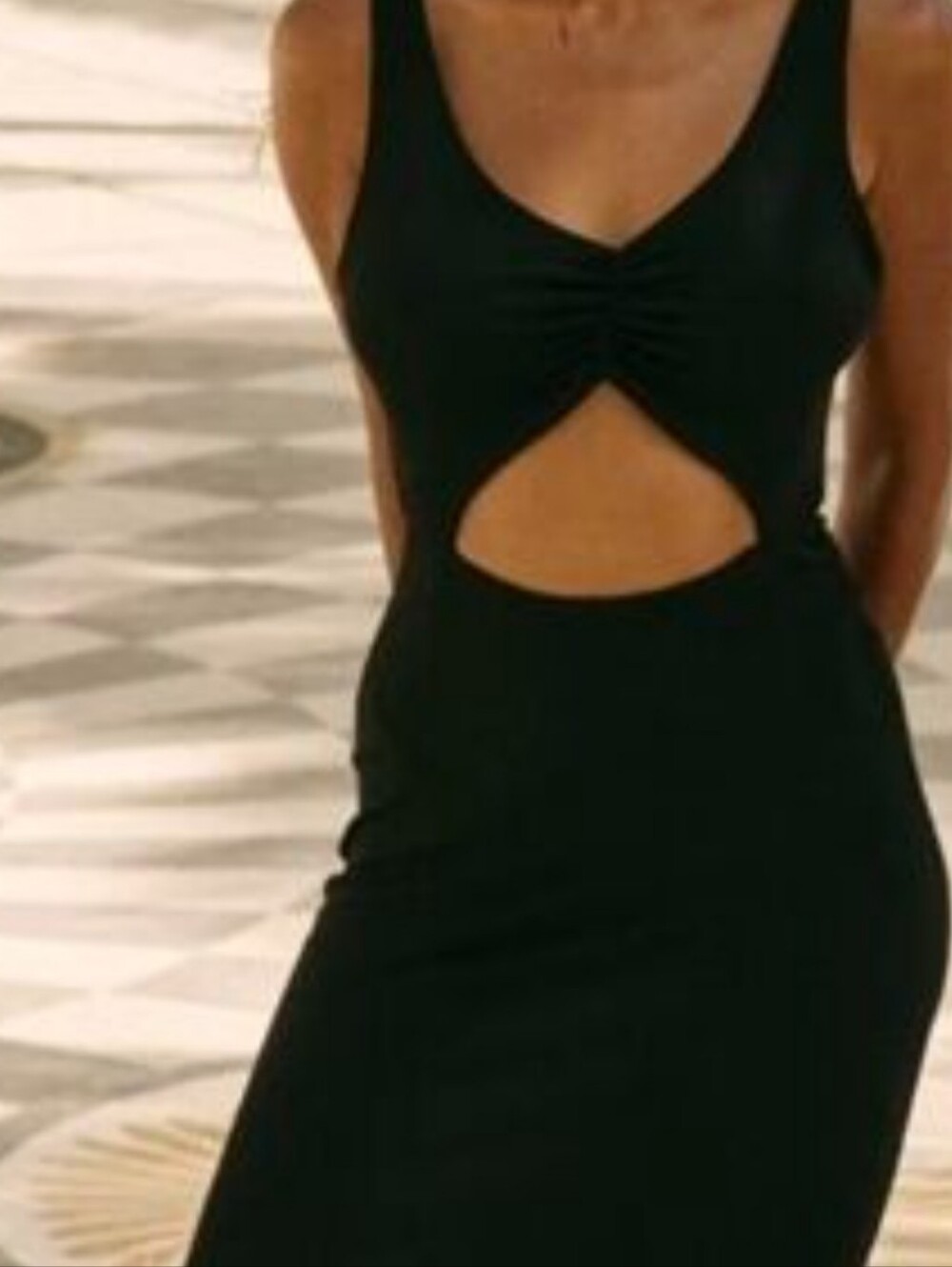 Beach Riot brand  Black Front Cutout Bodycon Dress size L like new